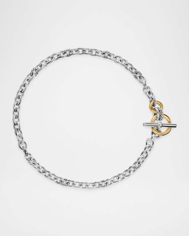 Mercer Single Row Toggle Necklace with Diamonds in Silver and 18K Gold, 5mm